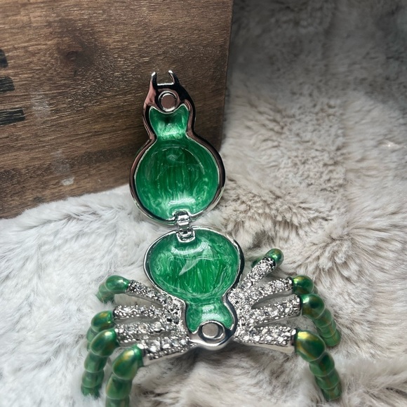Green and Silver Spider trinket box with Rhinestone Accents - Picture 6 of 9